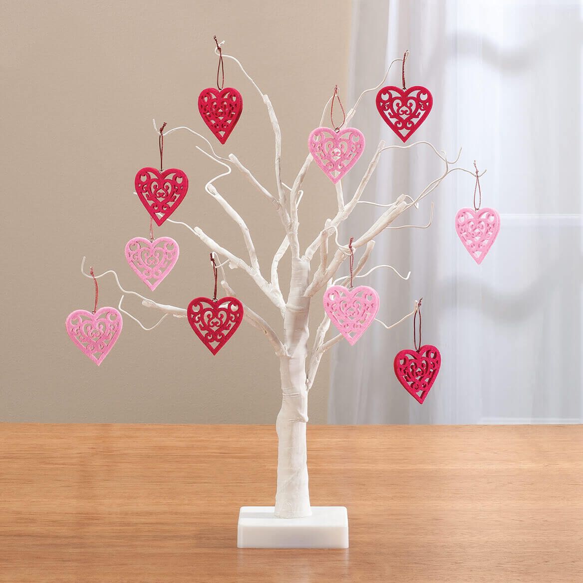 White Wire 18" Tree with Valentine's Hanging Ornaments-358084