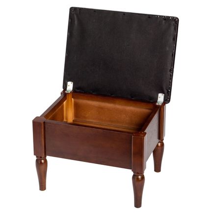 Faux Leather Wooden Foot Rest with Storage by OakRidge™-359694