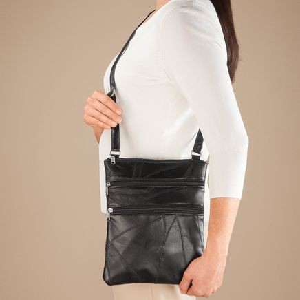 RFID Lambskin Patch Leather Crossbody Bag-363493