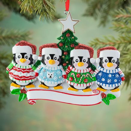 Penguins in Ugly Sweaters Ornament, Family of 4-364969