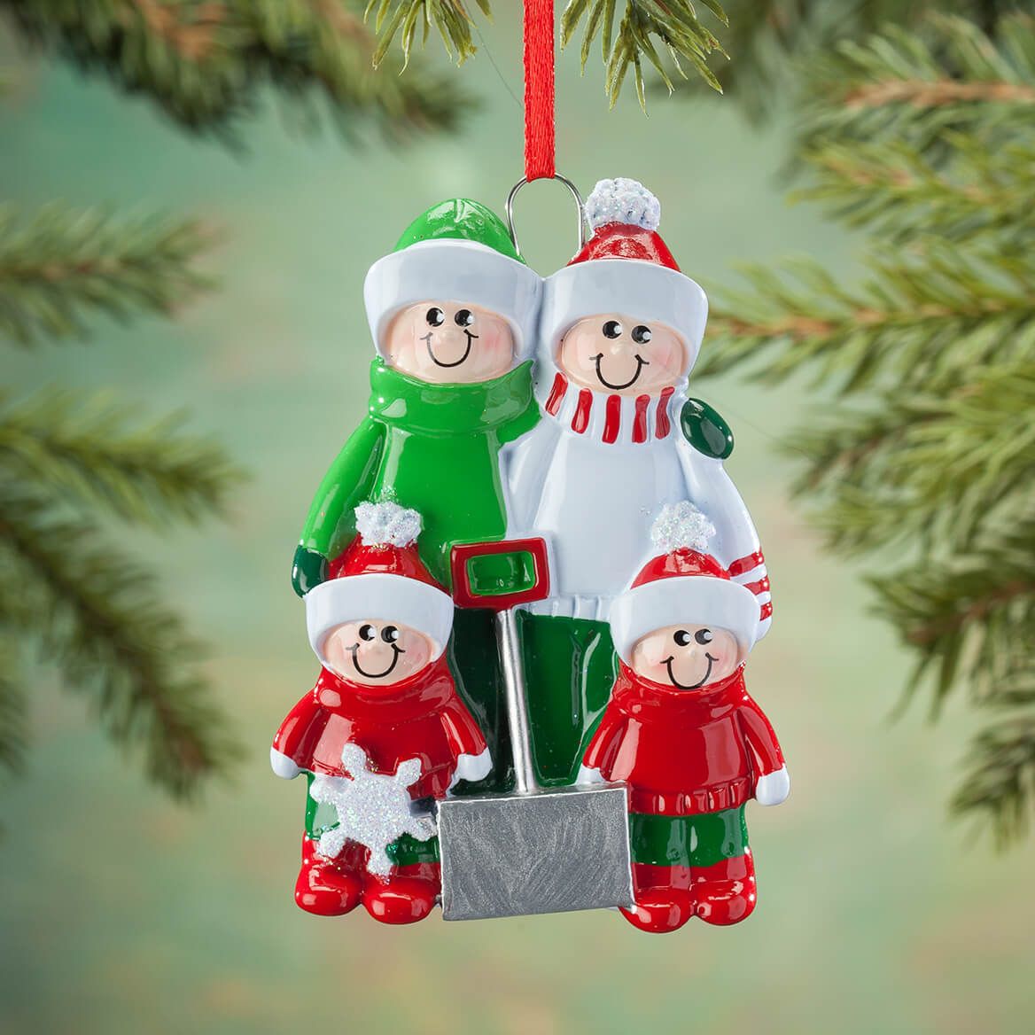 Shoveling Family Ornament, Family of 4-364974