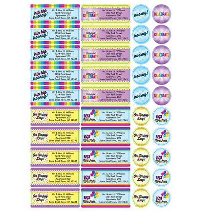 Personalized Colorful Celebrations Labels and Envelope Seals, Set of 60-366172