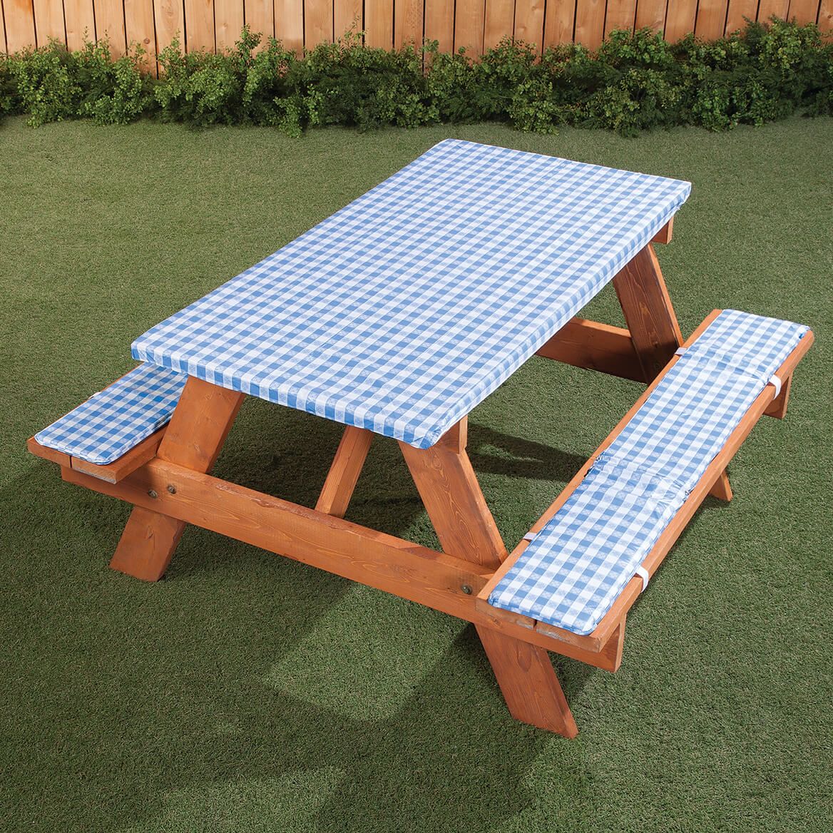 Deluxe Picnic Table Cover w/ Cushions by HSK Cornflower Blue-366978