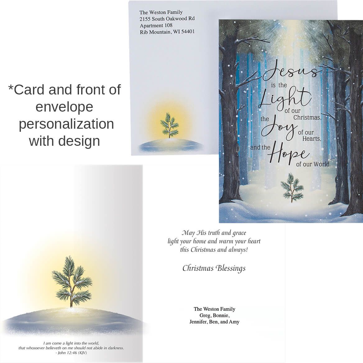 Personalized He is the Light Christmas Card Set of 20-368237