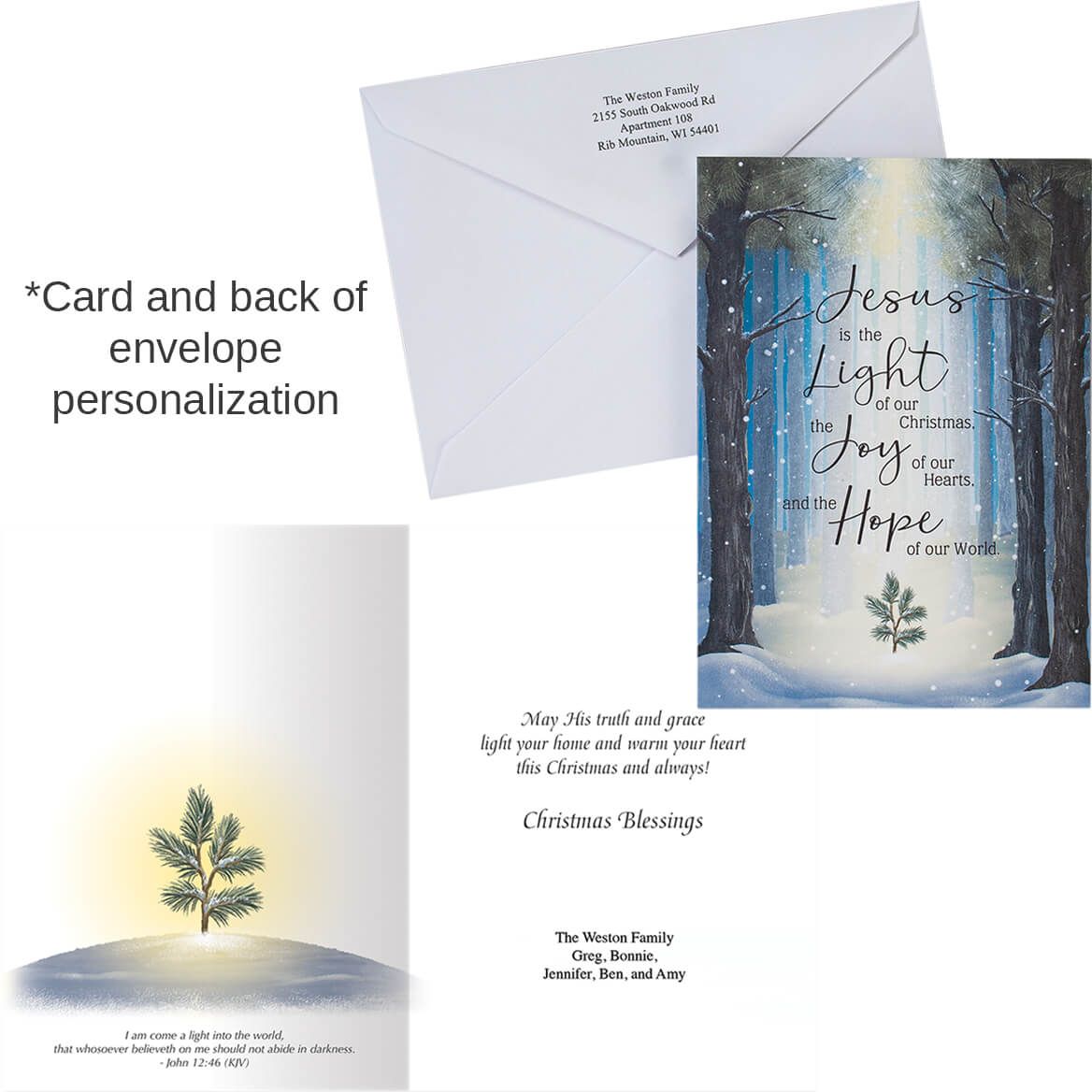 Personalized He is the Light Christmas Card Set of 20-368237