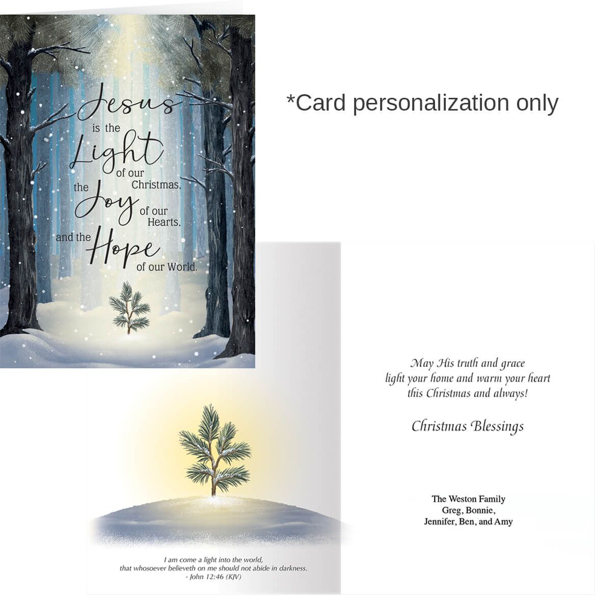 Personalized He is the Light Christmas Card Set of 20-368237