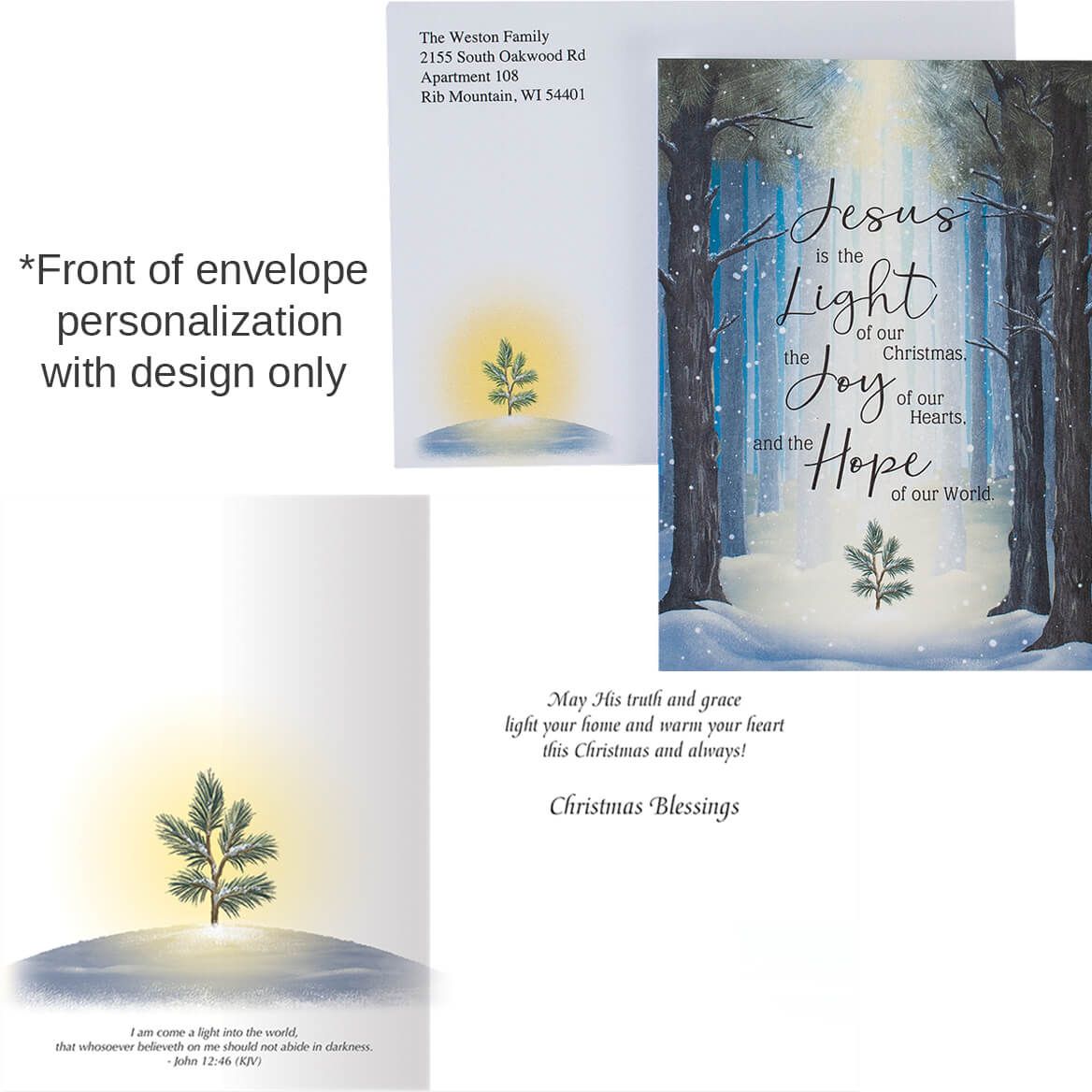 Personalized He is the Light Christmas Card Set of 20-368237