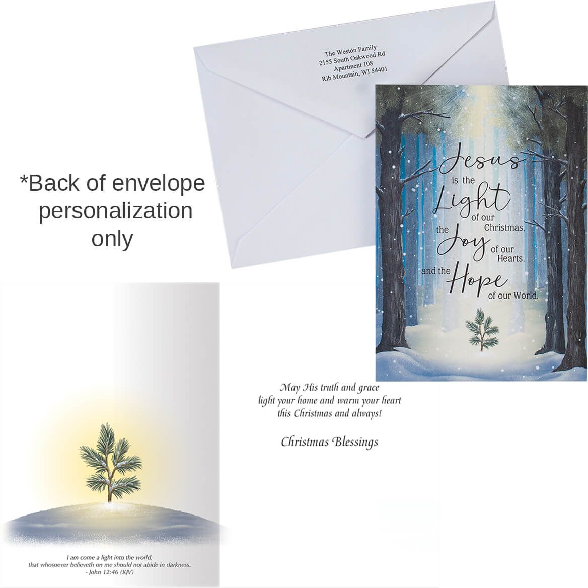 Personalized He is the Light Christmas Card Set of 20-368237