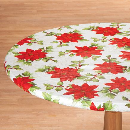 Poinsettia Elasticized Vinyl Table Cover by Chef's Pride™-368337
