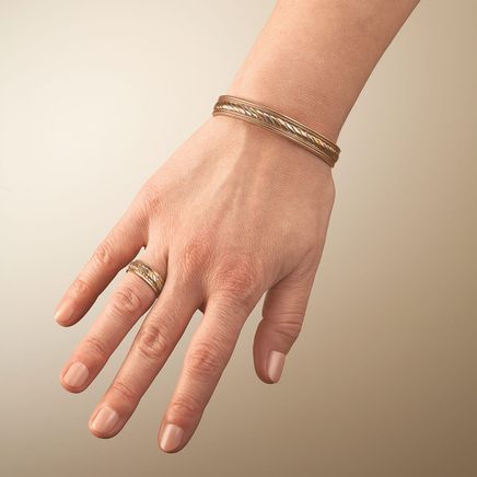 Copper Tritone Magnetic Cuff and Ring Set-368393