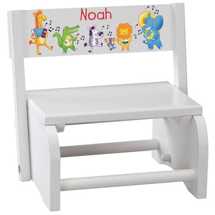 Personalized Children's White Musical Animals Step Stool-368490