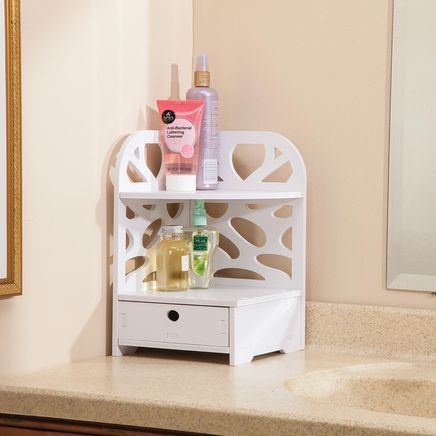 Corner Countertop Vanity Organizer White-368686