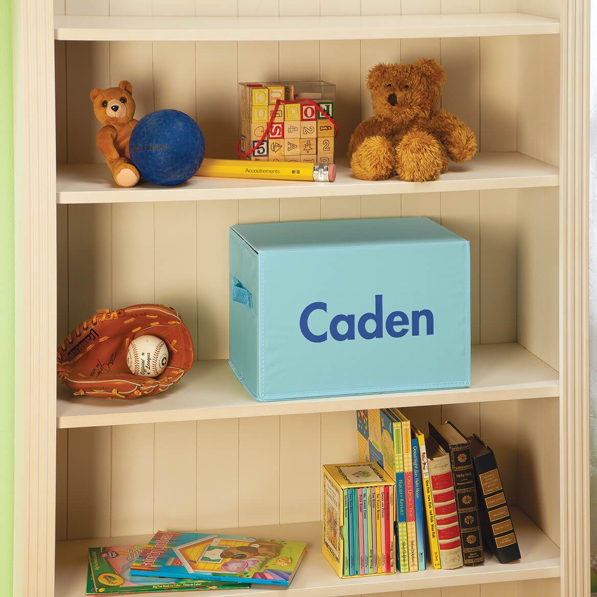 Personalized Foldover Toy Box with Play Mat, Blue Garage-369229