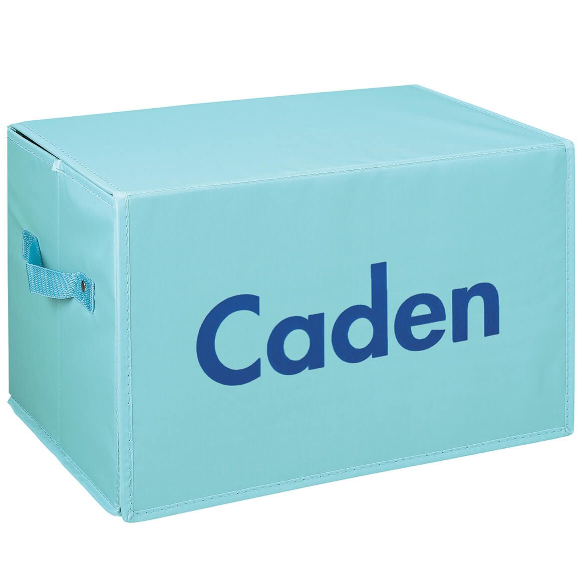 Personalized Foldover Toy Box with Play Mat, Blue Garage-369229