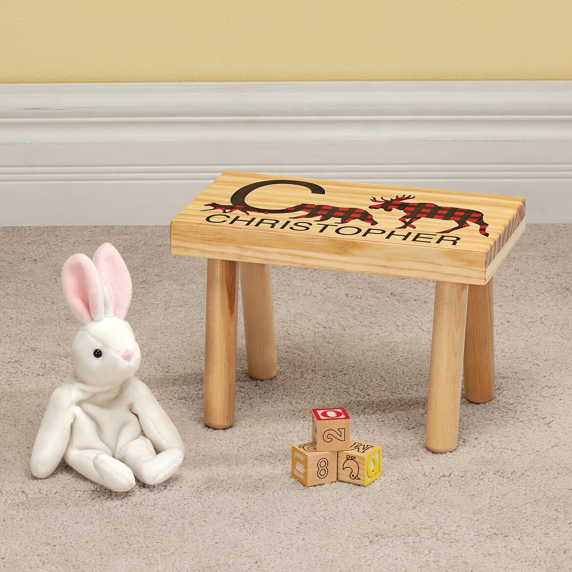 Personalized Children's Buffalo Plaid Step Stool-369613