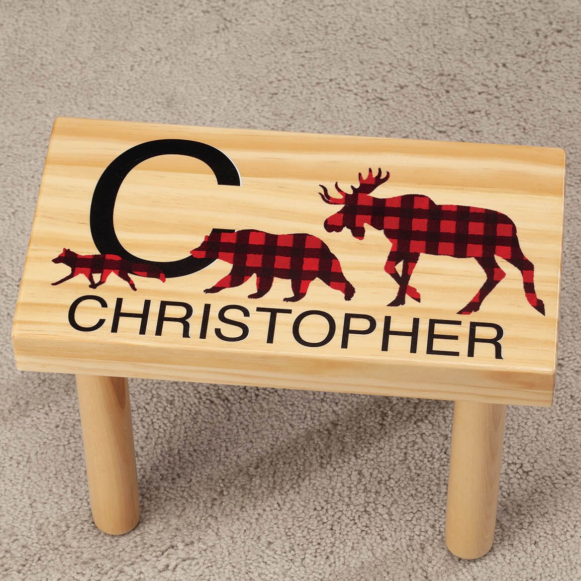 Personalized Children's Buffalo Plaid Step Stool-369613