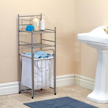 Brushed Nickel Tower with Hamper-370631