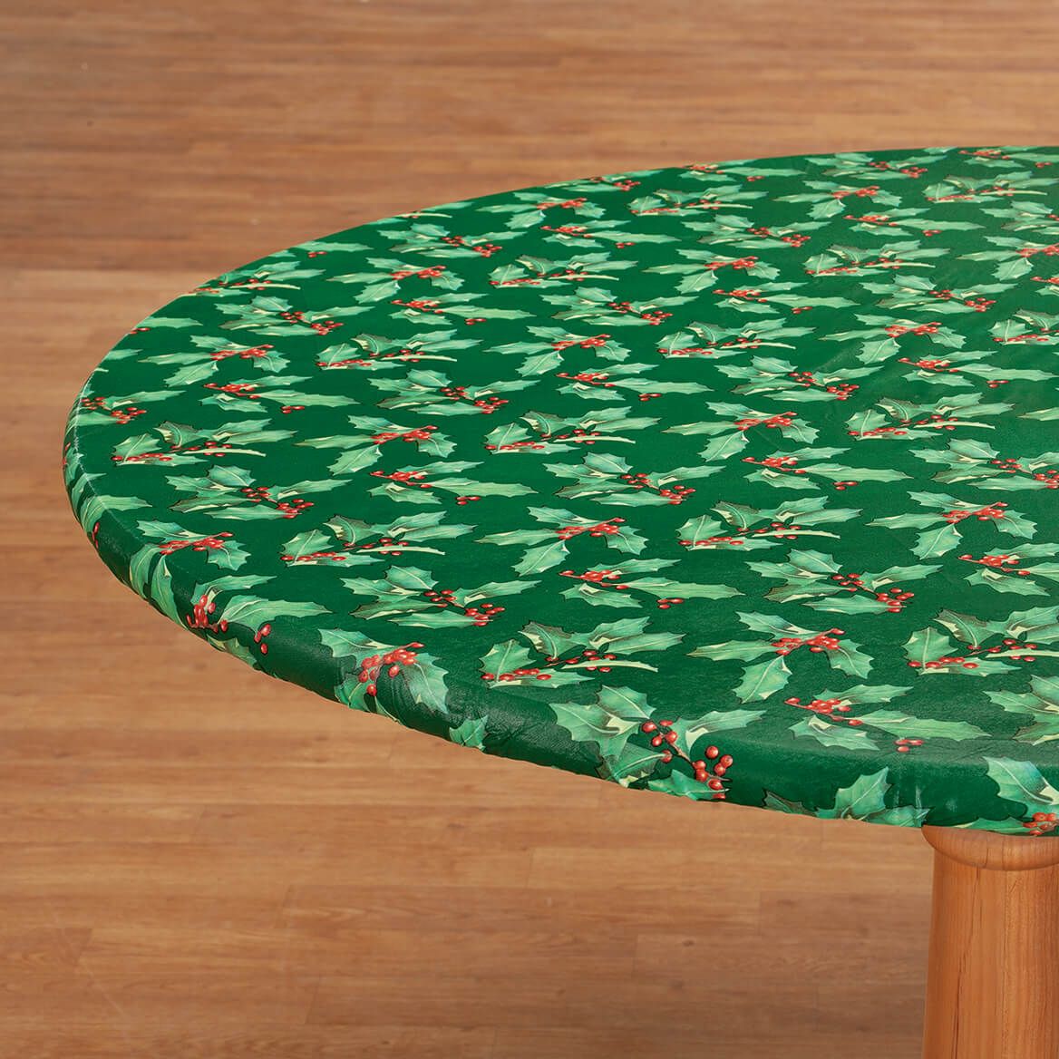 Holly Holiday Vinyl Elasticized Table Cover-370741