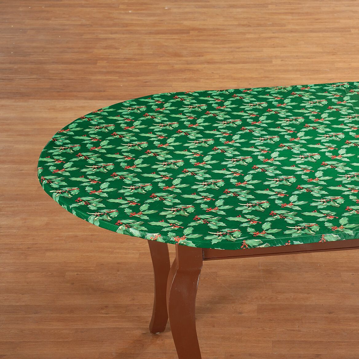 Holly Holiday Vinyl Elasticized Table Cover-370741