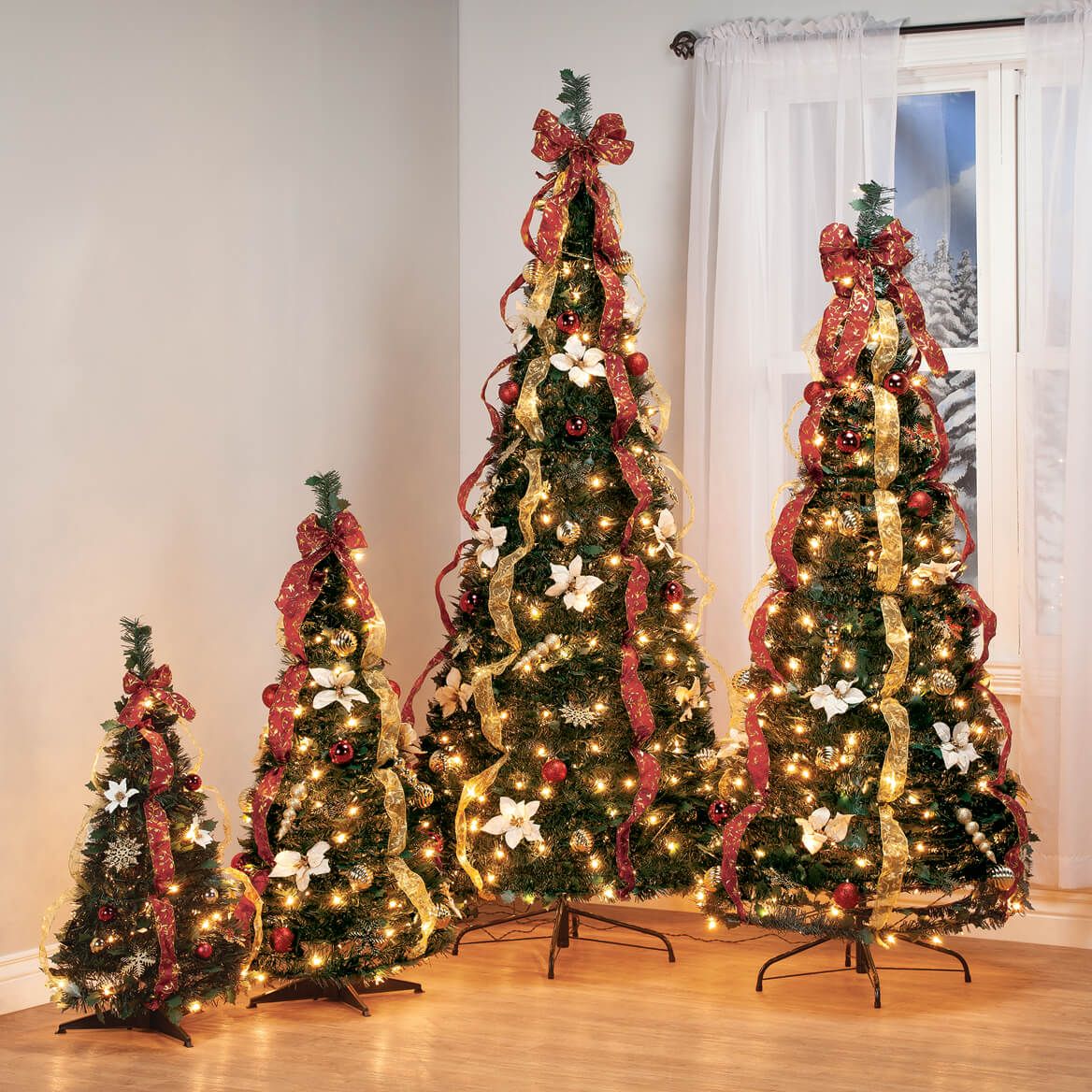 4' Burgundy & Gold  Victorian Pull-Up Tree by Holiday Peak™-370812