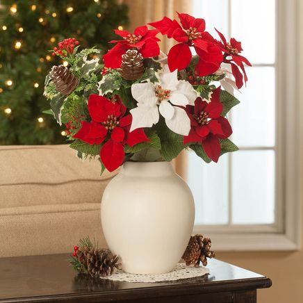 21" Poinsettia & Pinecone Bush by OakRidge™, Set of 2-371410