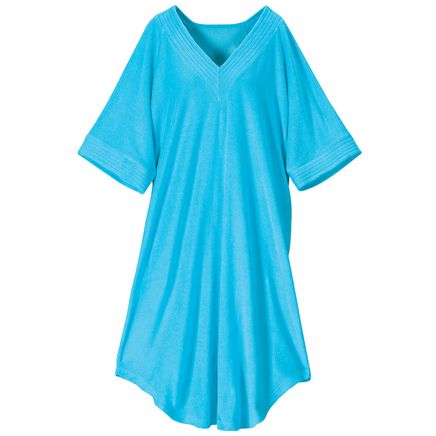 V-Neck Turquoise Terry Caftan by Sawyer Creek™-371867