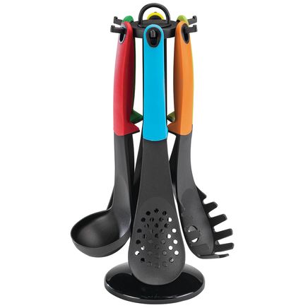 Nylon Kitchen Tools with Rotating Stand, Set of 7-372358