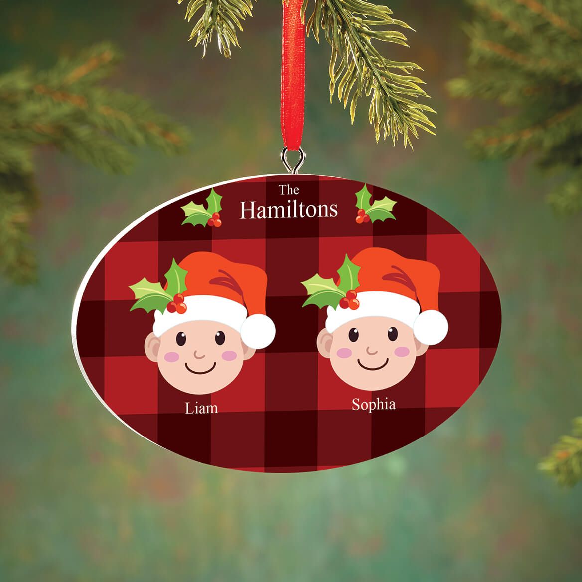 Personalized Light Skintone Santa Hat Family Ornament-372366