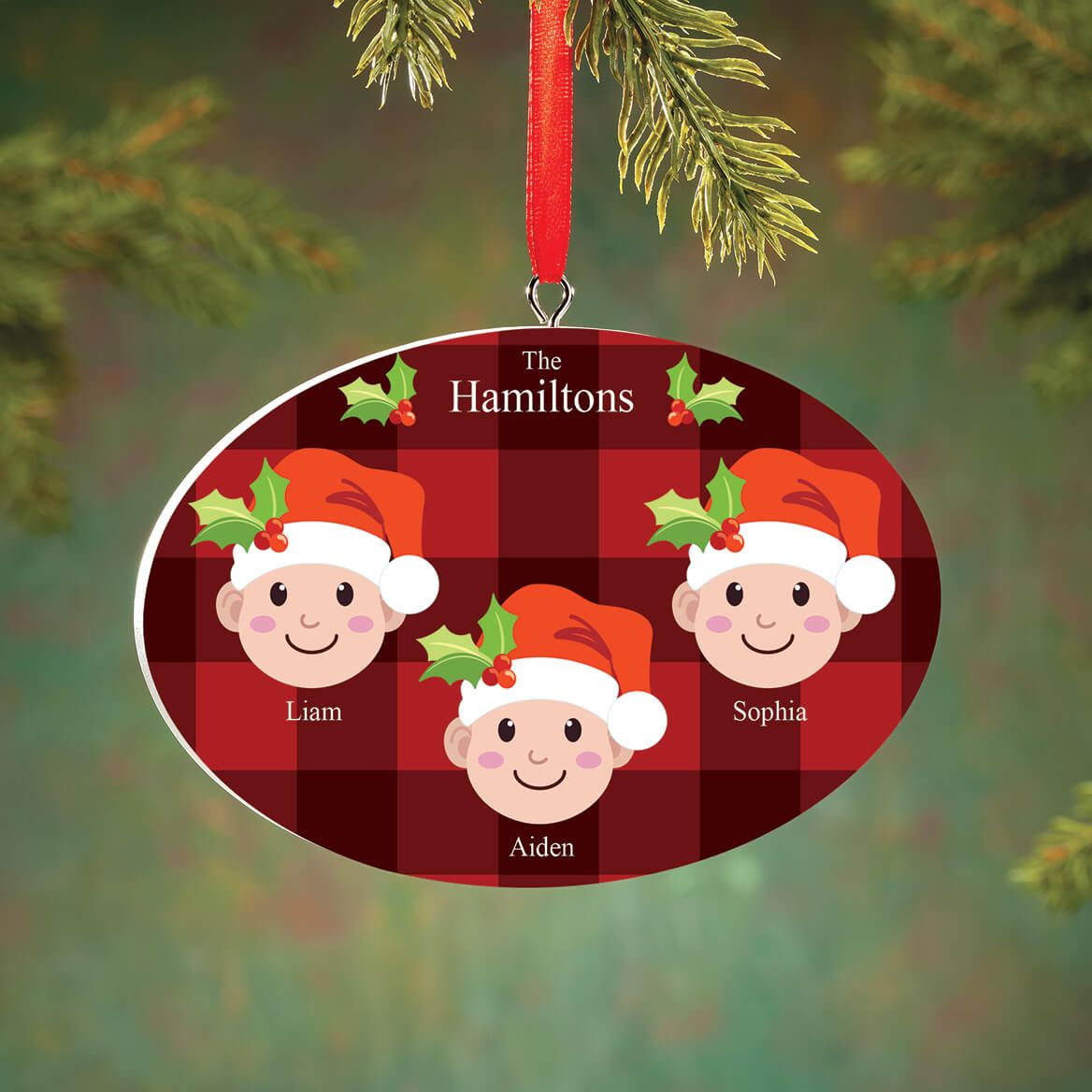 Personalized Light Skintone Santa Hat Family Ornament-372366