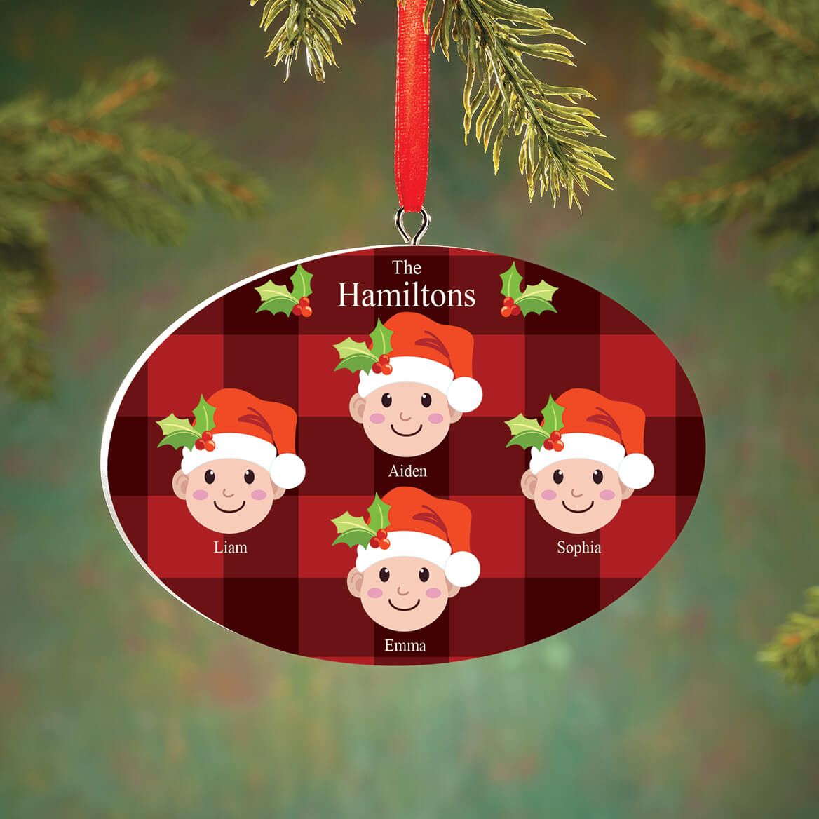 Personalized Light Skintone Santa Hat Family Ornament-372366