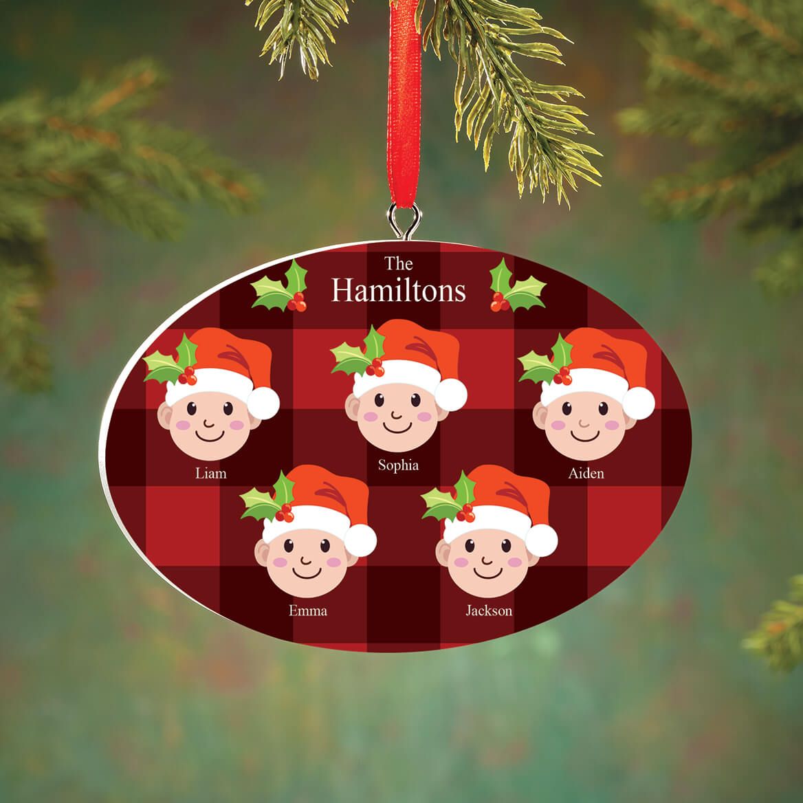 Personalized Light Skintone Santa Hat Family Ornament-372366