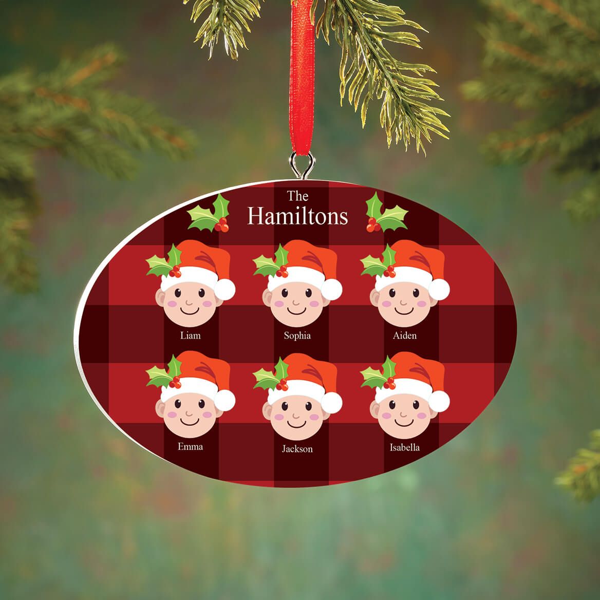 Personalized Light Skintone Santa Hat Family Ornament-372366