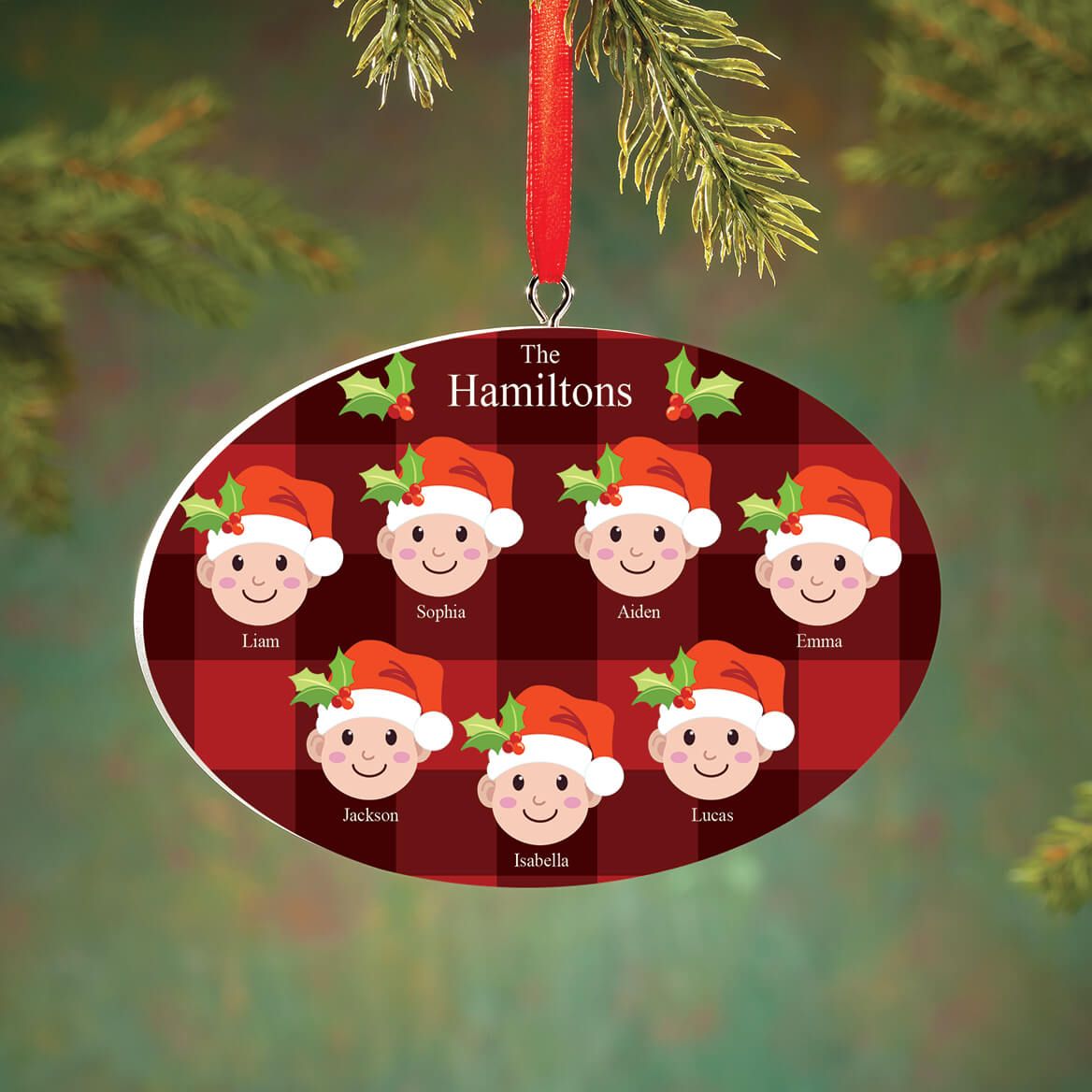 Personalized Light Skintone Santa Hat Family Ornament-372366