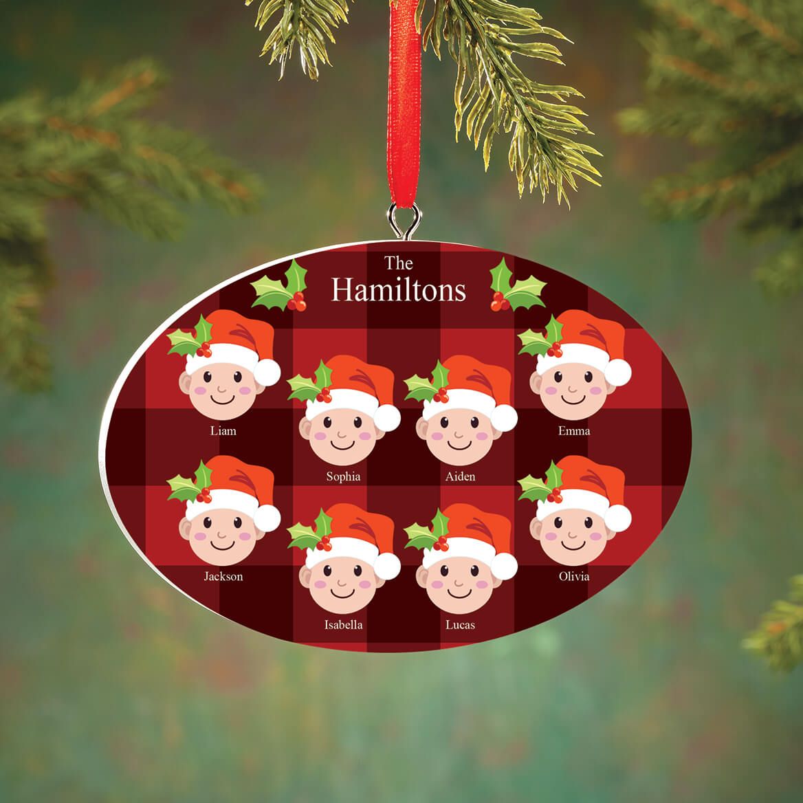 Personalized Light Skintone Santa Hat Family Ornament-372366