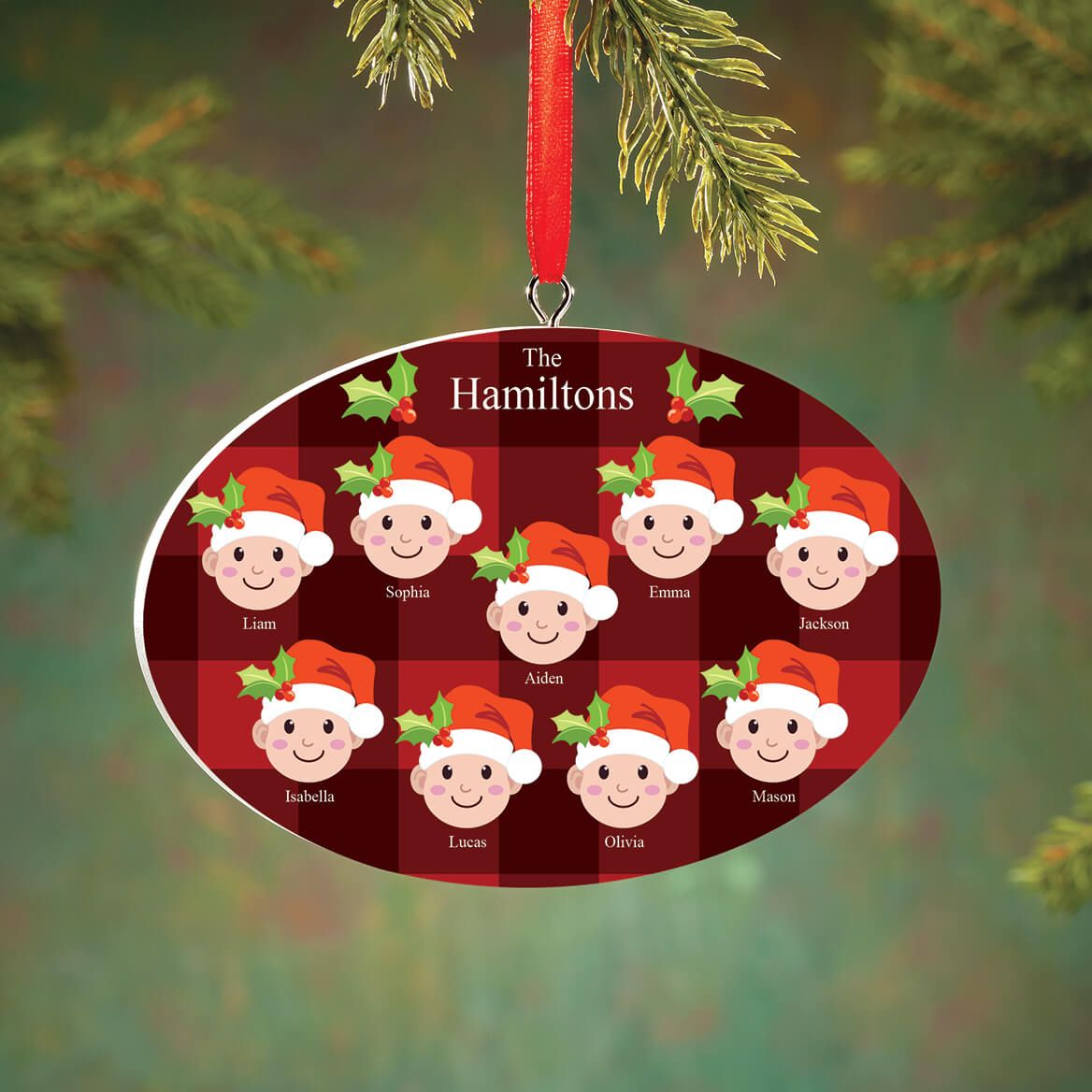 Personalized Light Skintone Santa Hat Family Ornament-372366