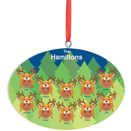 View product details for Personalized Medium Skintone Reindeer Hat Family Ornament