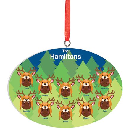 Personalized Dark Skintone Reindeer Hat Family Ornament-372379