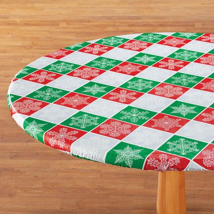Snowflake Plaid Elasticized Table Cover by Chef's Pride™-372389
