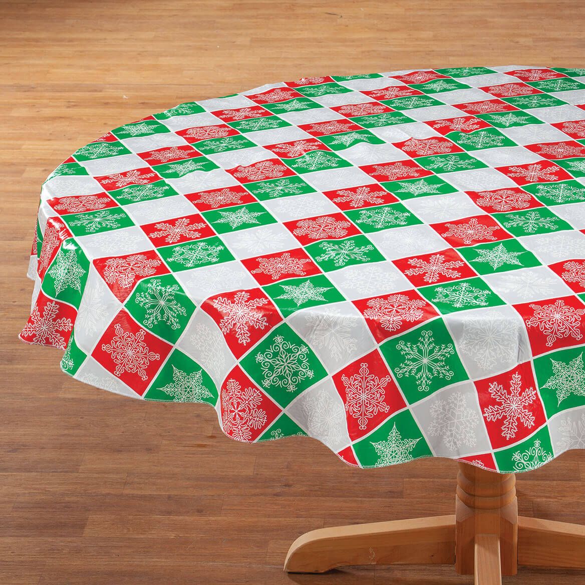 Snowflake Plaid Vinyl Table Cover by Chef's Pride™-372390