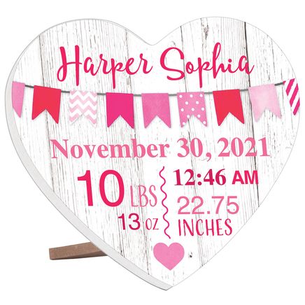 Personalized Birth Announcement Heart Table Sitter-372913