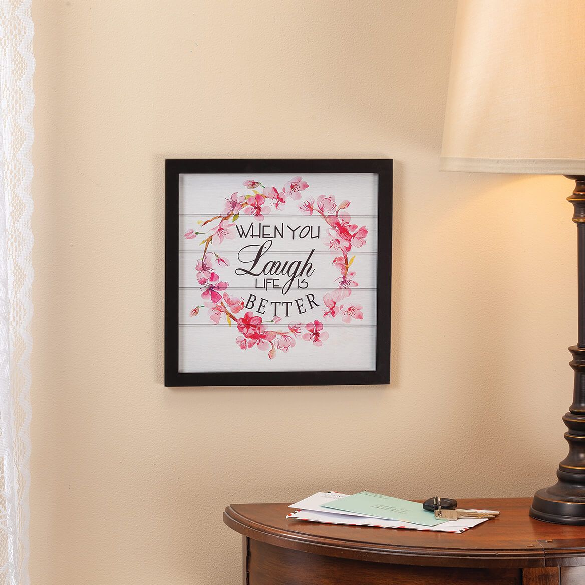 Square Watercolor Shiplap Wreath Wall Art-372933