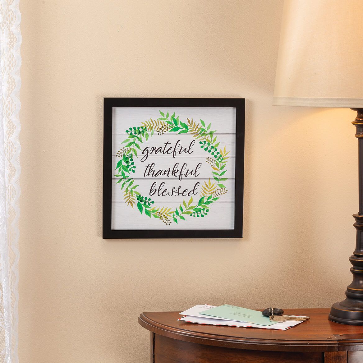 Square Watercolor Shiplap Wreath Wall Art-372933