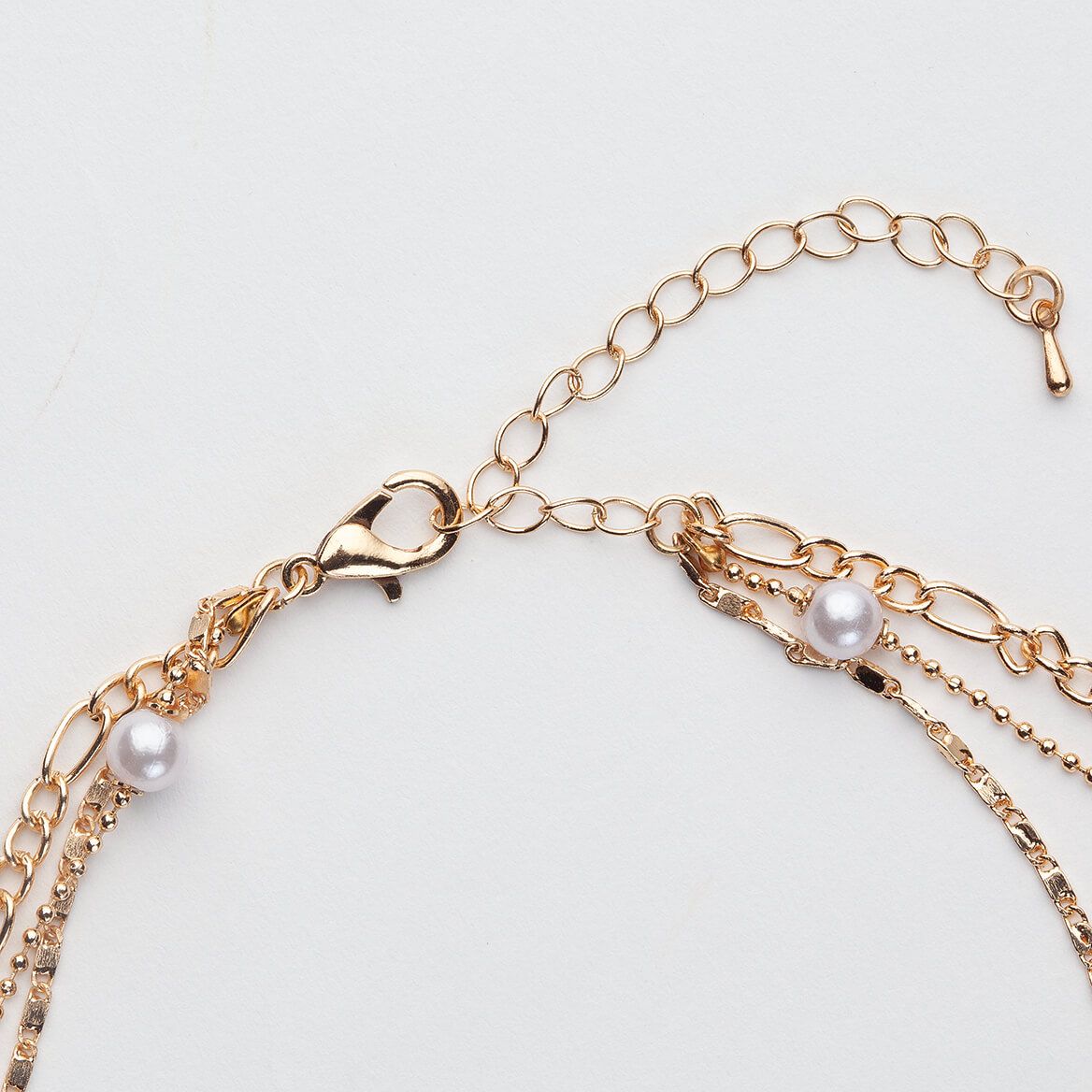 Layered Necklace with Faux Pearls-373040