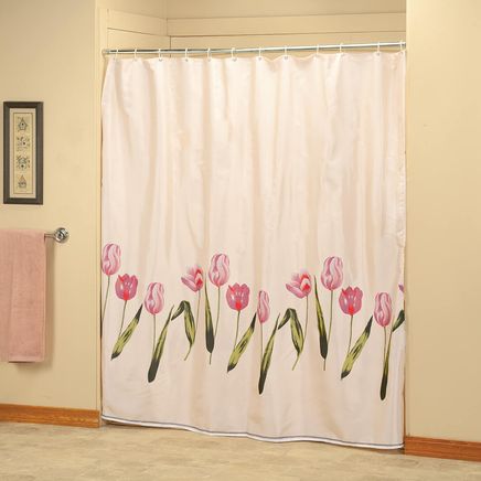 Tulips Shower Curtain with Set of 12 Hooks-373203
