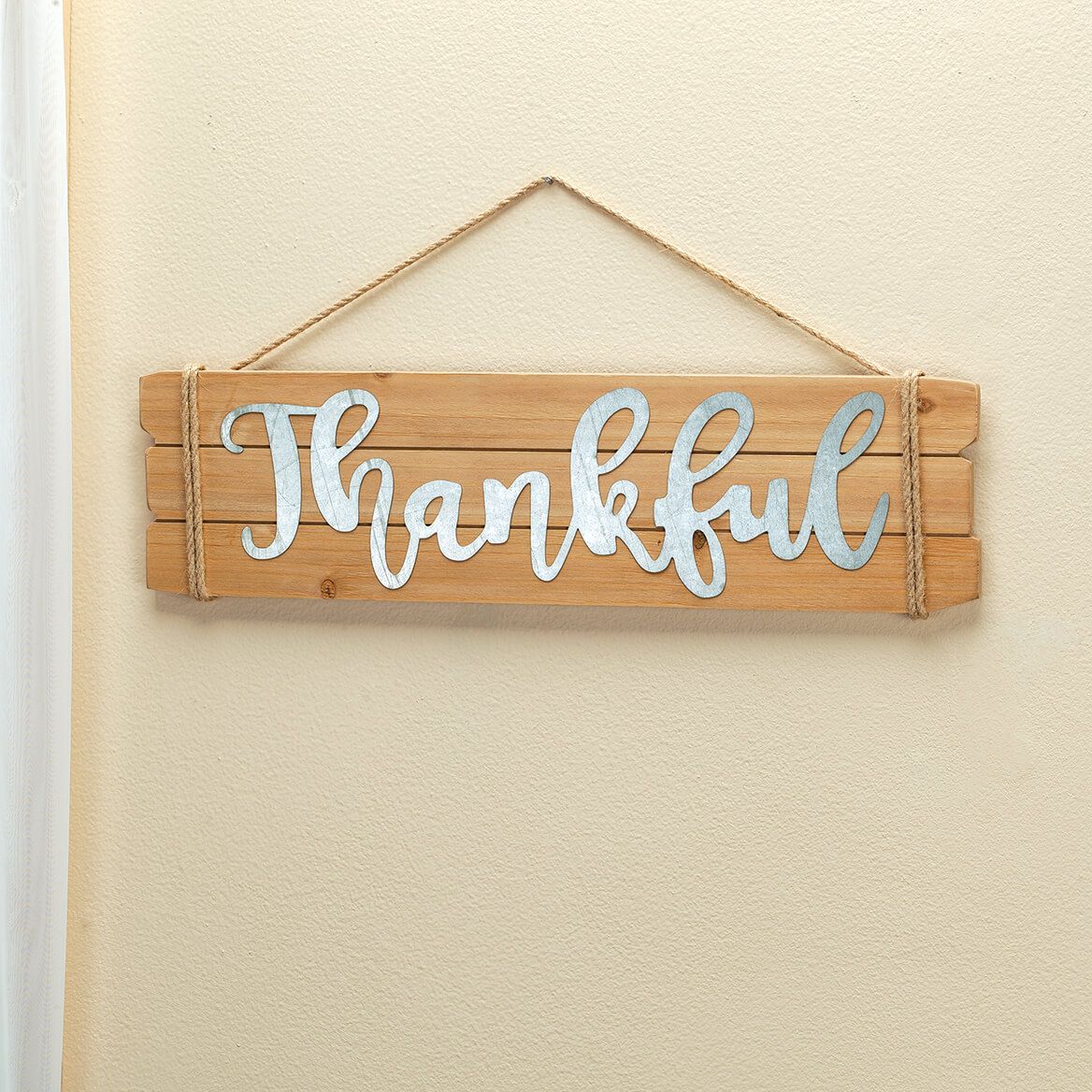 Thankful Tin and Wood Wall Sign-373258