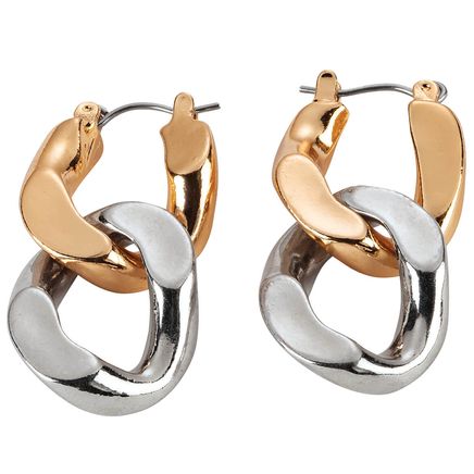 Two-Tone Double Link Drop Earrings-373273