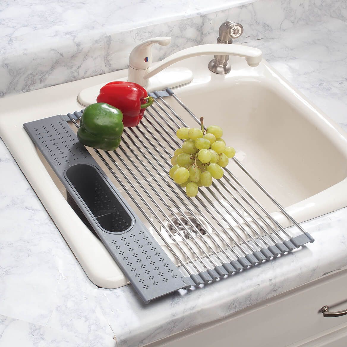 Over-the-Sink Roll-Up Drying Rack with Utensil Holder by Home Marketplace