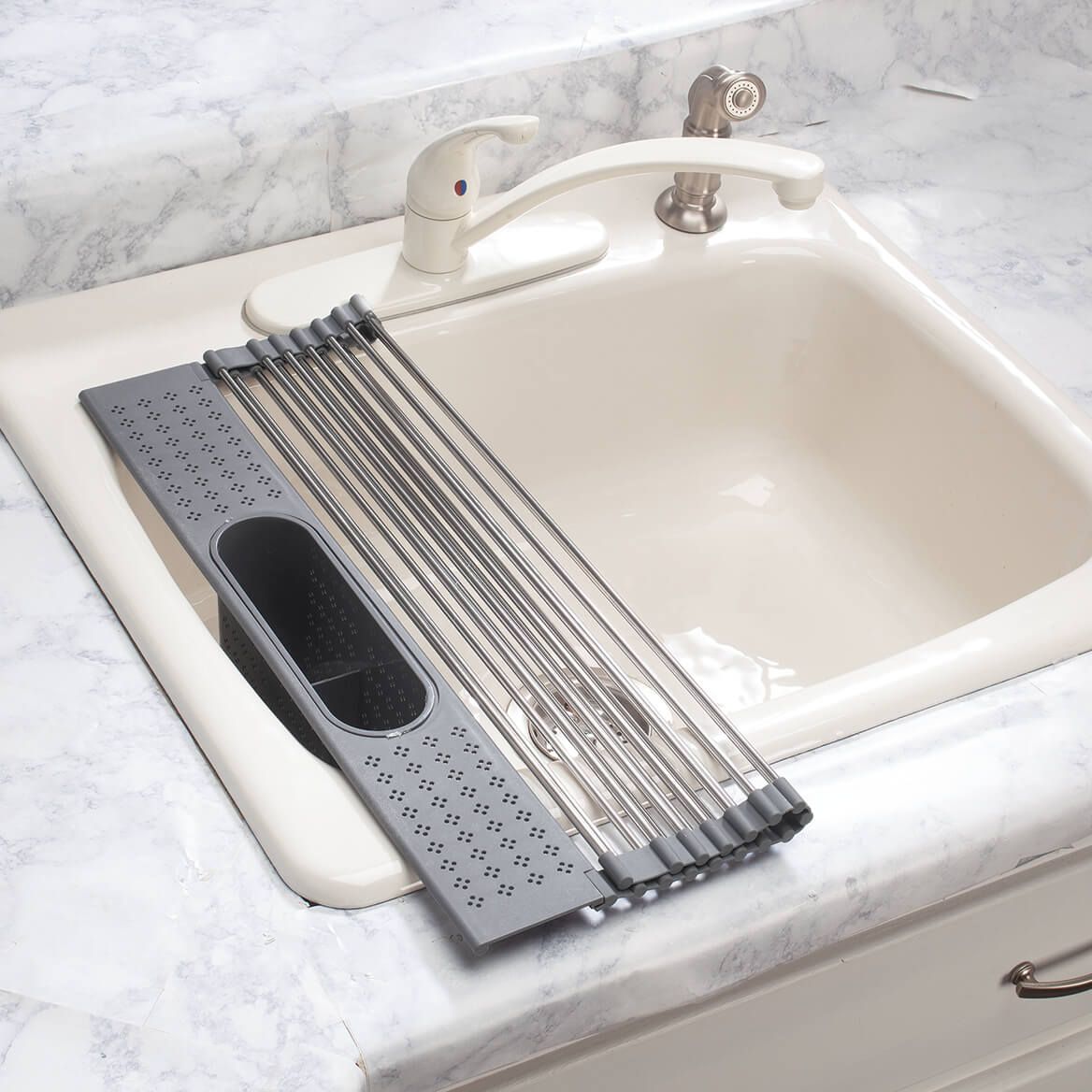 Over-the-Sink Roll-Up Drying Rack with Utensil Holder by Home Marketplace