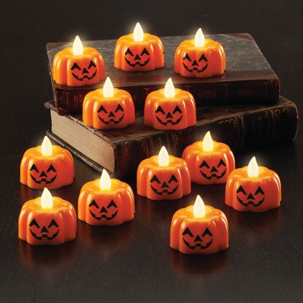 Jack-O-Lantern Tea Lights, Set of 12-373486