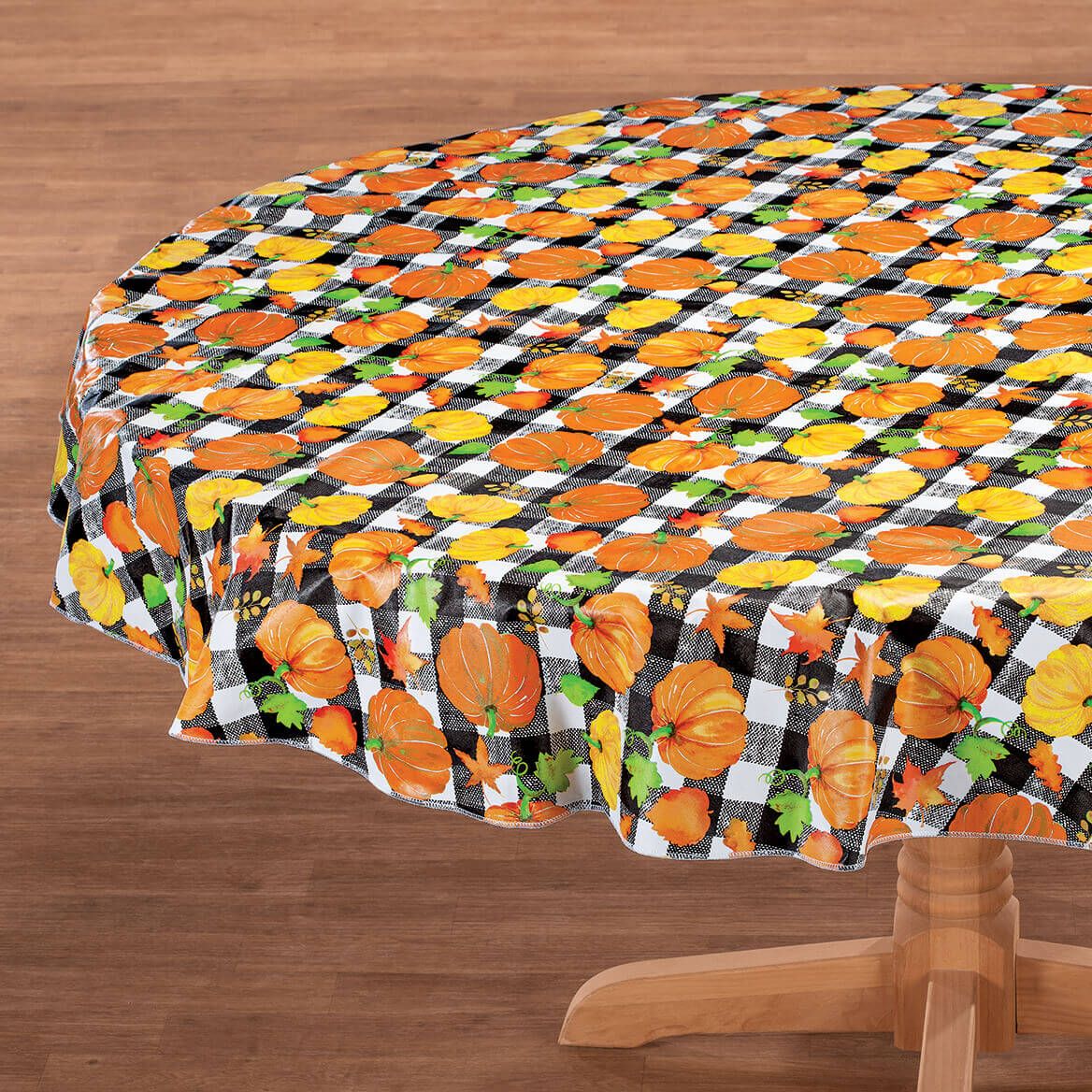 Pumpkin Plaid Vinyl Table Cover by Chef's Pride™-373917